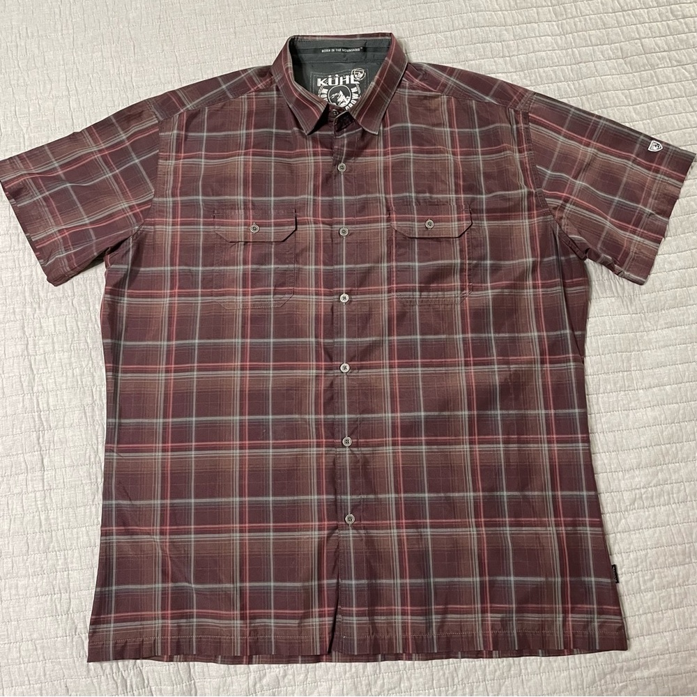 KÜHL Eluxor Response Lightweight Plaid Men XL Short Sleeve Hiking Travel Outdoor